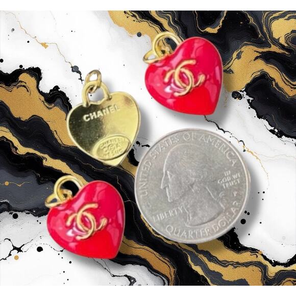 2 Piece Red/Gold Earring Making Heart Charm Pendant Zipper Pull - Picture 1 of 1